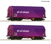 Roco 6680024 - TT - 2-tlg. Set Schiebeplanenwagen, Railrelease, Ep. VI